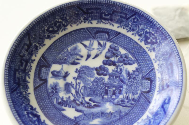 Blue Willow vintage Shenango restaurant china, Chinese style tea bowl cup & saucer