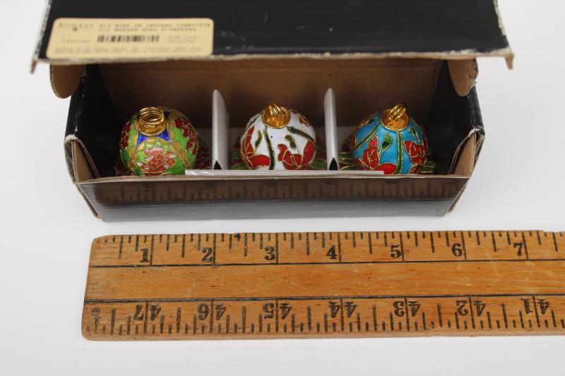 Bombay Co cloisonne enameled Christmas ornament place card holders hors doeuvres markers