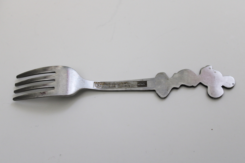 Bonny Japan stainless fork, vintage Disney Mickey Mouse baby size silverware