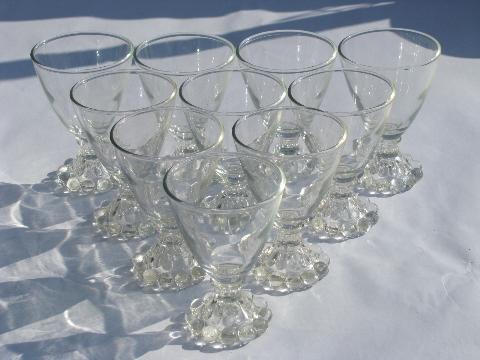 Boopie candlewick beads footed wine or juice glasses, vintage Hocking glass