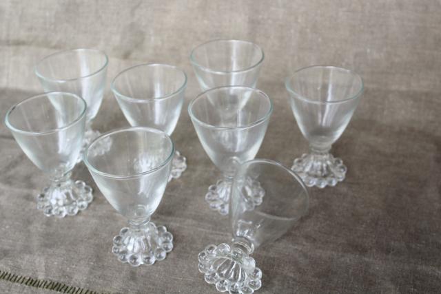 Boopie pattern Anchor Hocking, vintage cocktail glasses, beaded edge footed tumblers
