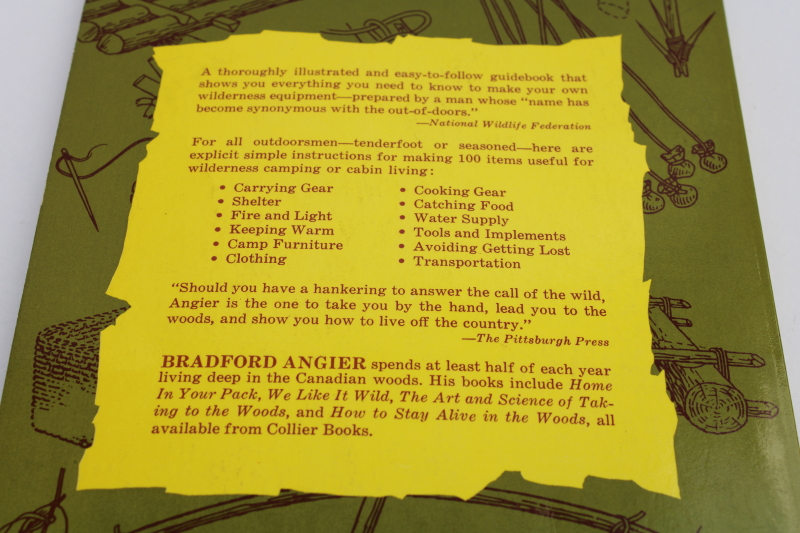 Bradford Angier campcraft classic wilderness survival outdoor necessities gear to make