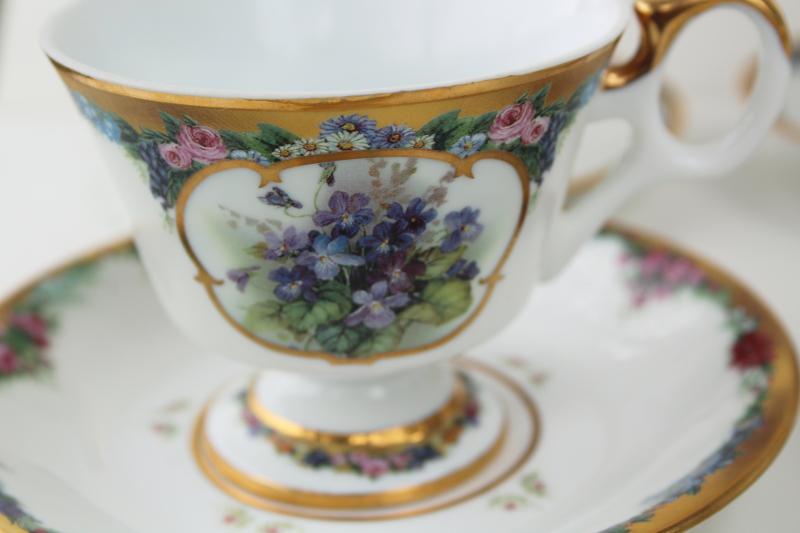 Bradford Editions Exchange collection Flower of the Month tea cups & saucers Lena Liu