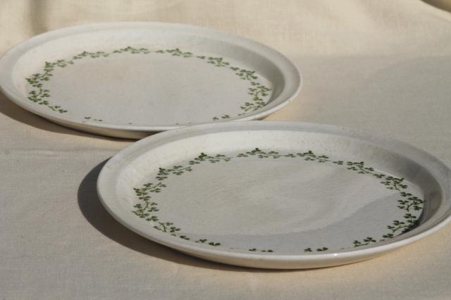 Brendan Erin stoneware dinner plates, vintage Arklow Ireland pottery Irish shamrock clover