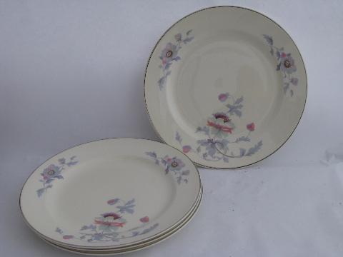 Bryn Mawr floral pattern, vintage Salem china dinner plates, lot of four