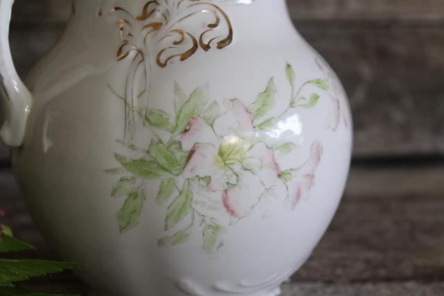 Burford's porcelain vintage water pitcher circa 1900, Victorian transferware china