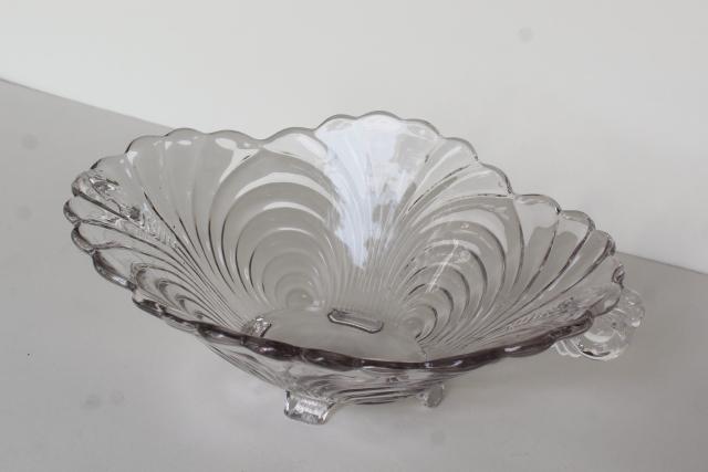 Cambridge Caprice crystal clear elegant glass bowl w/ double handles, 1950s vintage