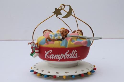 Campbells Kids Campbell's Soup Christmas ornaments lot, 90s vintage