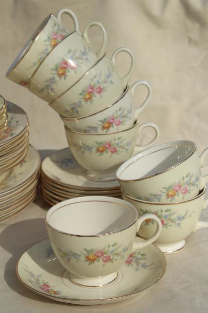 Cashmere floral, vintage Homer Laughlin eggshell china dinnerware set for 8