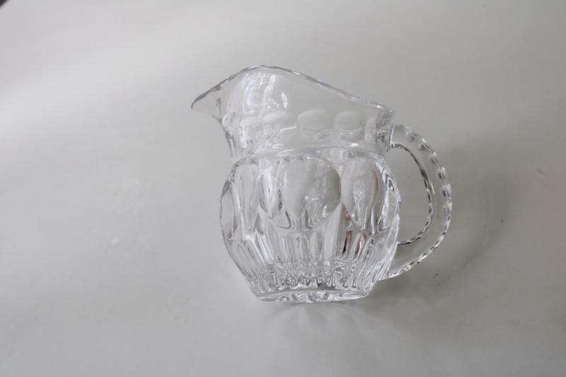Celeste pattern vintage sparkling crystal clear glass cream pitcher, small creamer