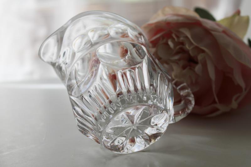 Celeste pattern vintage sparkling crystal clear glass cream pitcher, small creamer