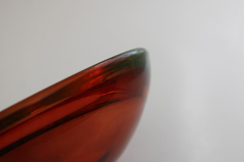 Cenedese Murano glass geode bowl or ashtray, mid-century mod vintage vaseline / orange glass