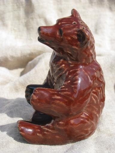 Ceramic Arts Studio Madison Wisconsin vintage brown mama bear shaker