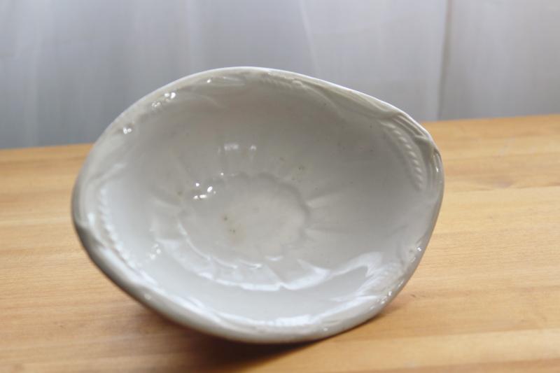 Ceres wheat pattern embossed ironstone china bowl or gravy underplate, 1800s vintage