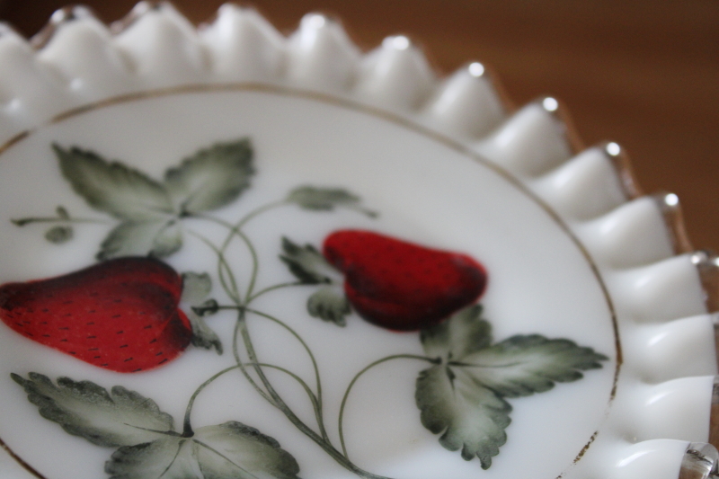 Charleton line hand painted Fenton silver crest glass plate w/ strawberries