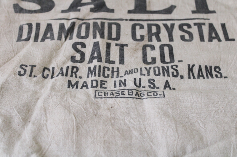 Chase bag, vintage cotton flour sack fabric feedsack printed Diamond Crystal Salt