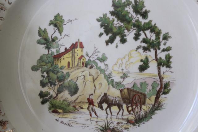 Chateau France vintage American Limoges china plates, French country scenes