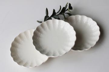 Chelsea Wicker vintage Copeland Spode butter pat plates, embossed plain white china