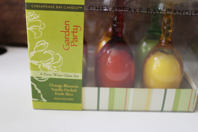 Chesapeake Bay candle Garden Party mini wine glasses candles sets in box