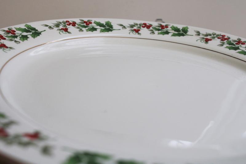 Christmas Charm holly Gibson china vintage large cake plate or round platter