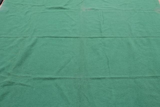 Christmas green wool blanket, 1950s vintage twin / full warm wooly bed blanket