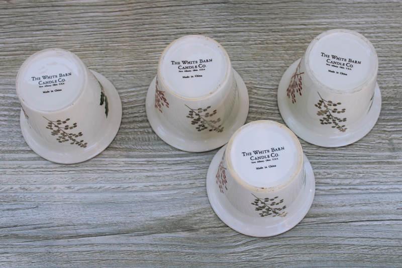 Christmas holly berries White Barn candle cup votive holders, set of four