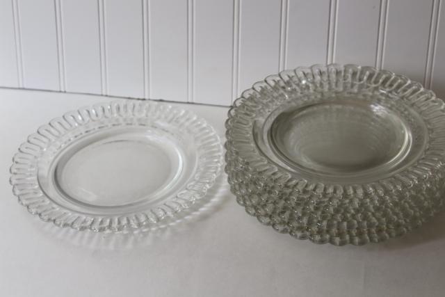 Christmas ribbon candy pattern glass salad or dessert plates, vintage Indiana glass