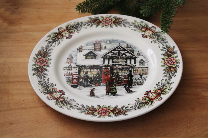 Christmas toy shop Royal Stafford England transferware china dinner plate