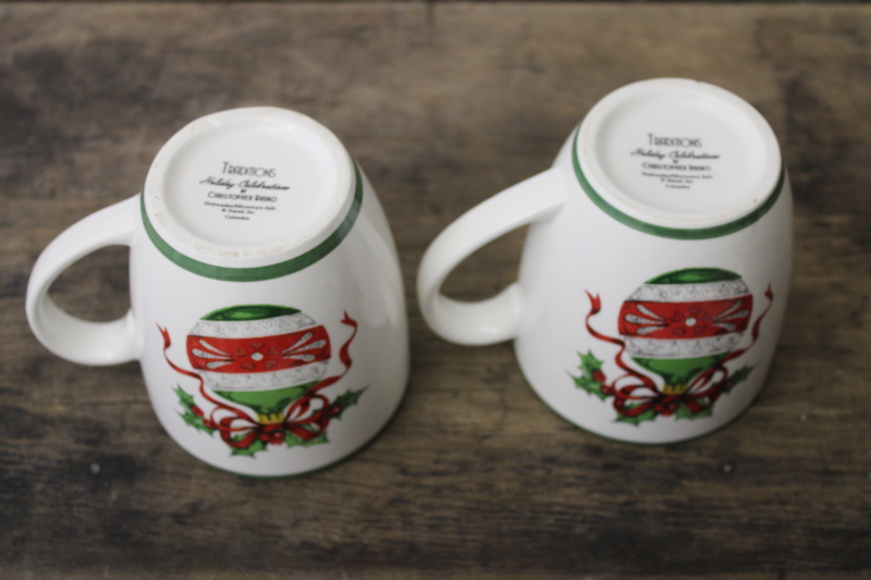 Christopher Radko Christmas Traditions ceramic mugs Holiday Celebrations ornaments pattern