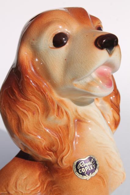 Cocker spaniel dog vintage ceramic planter vase, Royal Copley label puppy