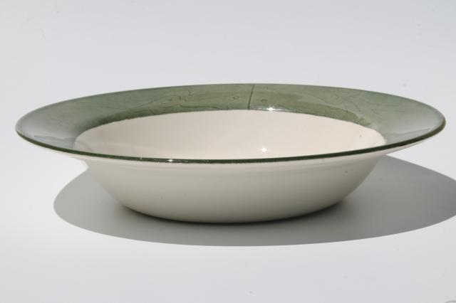 Colonial Homestead green & white transferware serving bowl, vintage Royal china