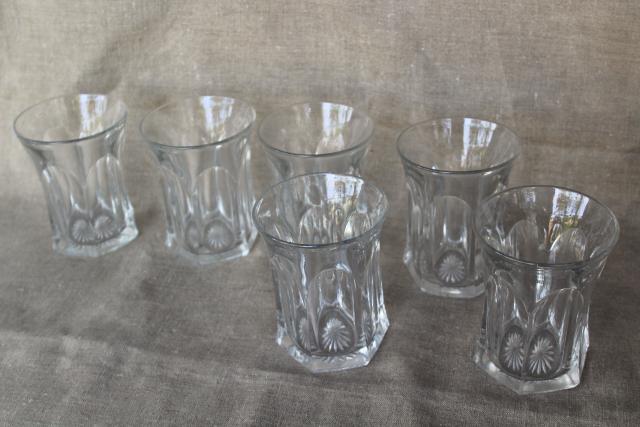 Colonial panel pattern heavy pressed glass tumblers, vintage Heisey EAPG drinking glasses