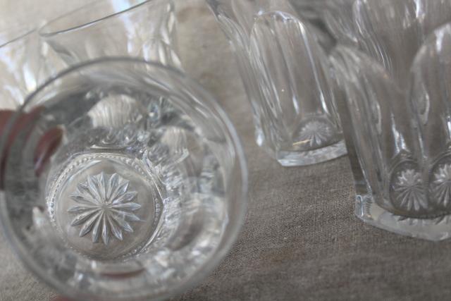 Colonial panel pattern heavy pressed glass tumblers, vintage Heisey EAPG drinking glasses