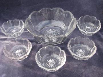 Colonial pattern early 1900s vintage pressed glass berry bowls