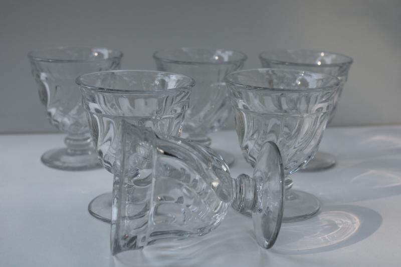 Colony pattern Fostoria crystal clear pressed glass cocktail glasses, vintage stemware