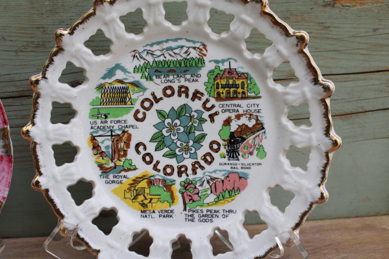 Colorful Colorado, midcentury vintage state souvenir plates road trip