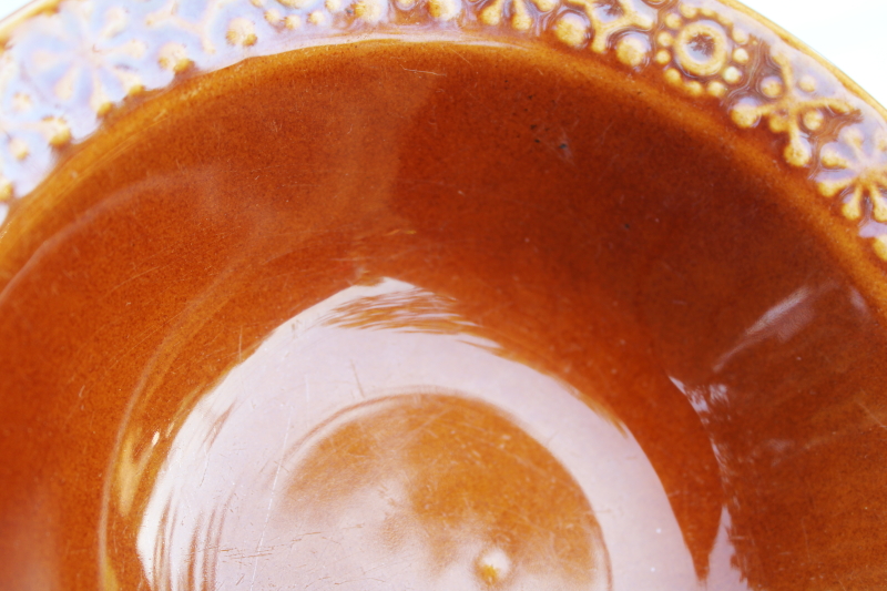 Connemara Celtic mod vintage pottery made in Ireland, rim soup bowls in brown glaze