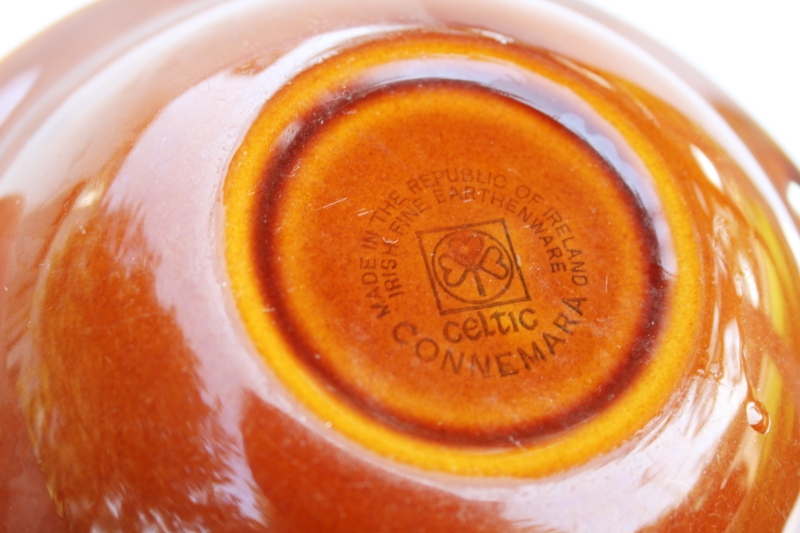 Connemara Celtic mod vintage pottery made in Ireland, rim soup bowls in brown glaze