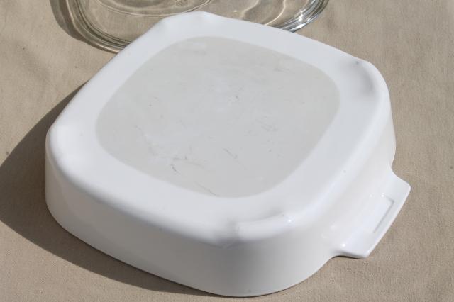 Corning Ware Microwave Browning dish, large Corningware casserole pan w/ clear glass lid