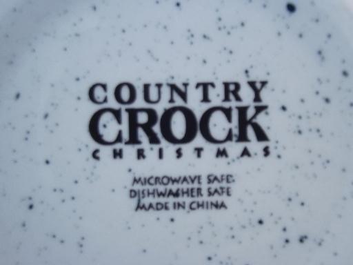 Country Crock Christmas tree stoneware soup  bowls, Tienshan china