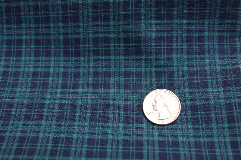 Cranston print cotton fabric blue / green plaid, for quilting, doll clothes