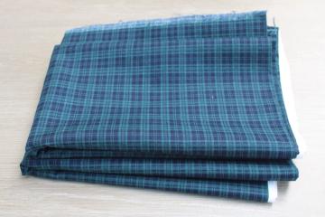 Cranston print cotton fabric blue / green plaid, for quilting, doll clothes