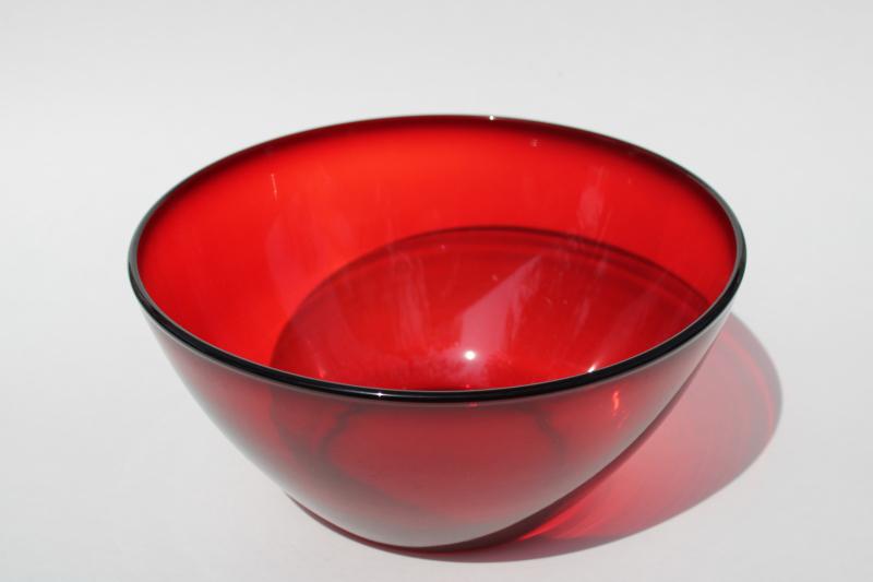 Cristal dArques Arcoroc France ruby red glass Color Program large fruit bowl