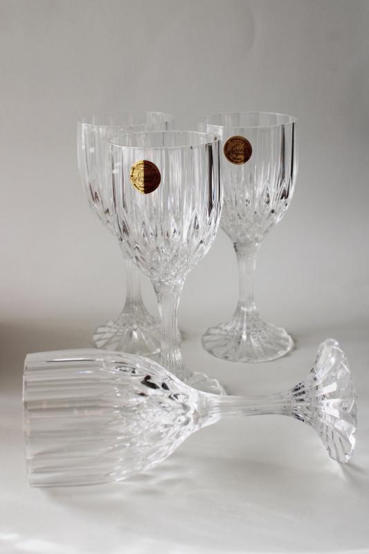 Cristal dArques France vintage stemware Bretagne pattern wine glasses w/ label