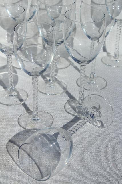 Cristal d/Arques Sophia twist stem goblets, crystal clear French glass water & wine glasses