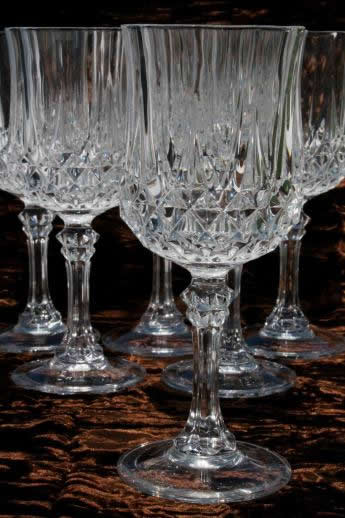 Cristal d'arques Longchamp french crystal water glasses, set of 6 goblets