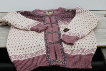 Dale of Norway hand knit wool classic cardigan sweater lavender purple pewter clasps