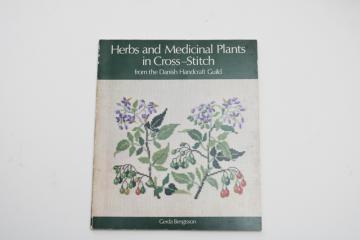 Danish Handcraft Guild book of embroidery w/ charted cross stitch designs, herbs & flowers