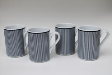 Dansk Bistro mugs, Ringsted blue & white striped coffee cups made in Portugal