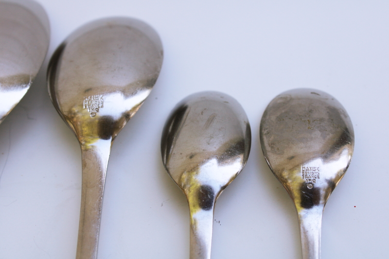 Dansk France vintage stainless flatware, assorted spoons Thistle pattern art deco modern minimalist